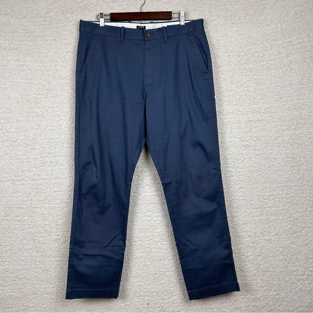 J. Crew Factory Pants Mens W35 L32 Navy Slim-Fit Flex Chino Pant Preppy Office‎